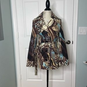 Vertigo Paris size Medium Swirl Cheetah 3/4 Length Lined Jacket New with Tags